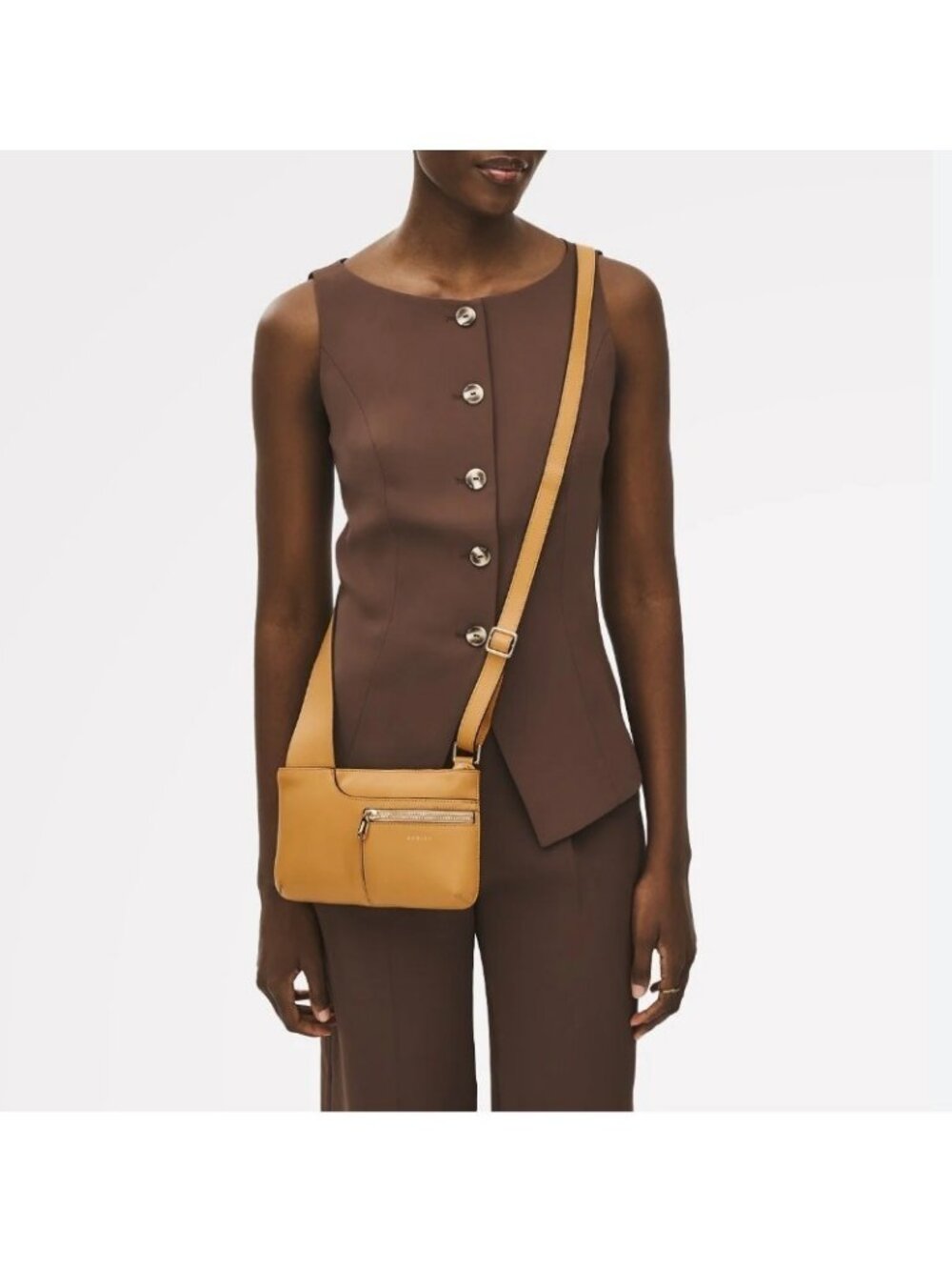 RADLEY London Pockets Icon leather mini crossbody + Dust bag -Pecan/Tan